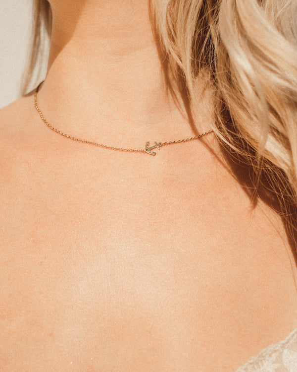 'Love Anchors the Soul' Gold Anchor Necklace
