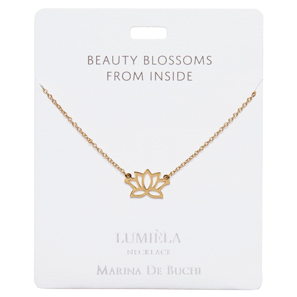 'Beauty Blossoms from Inside' Gold Lotus Flower Pendant