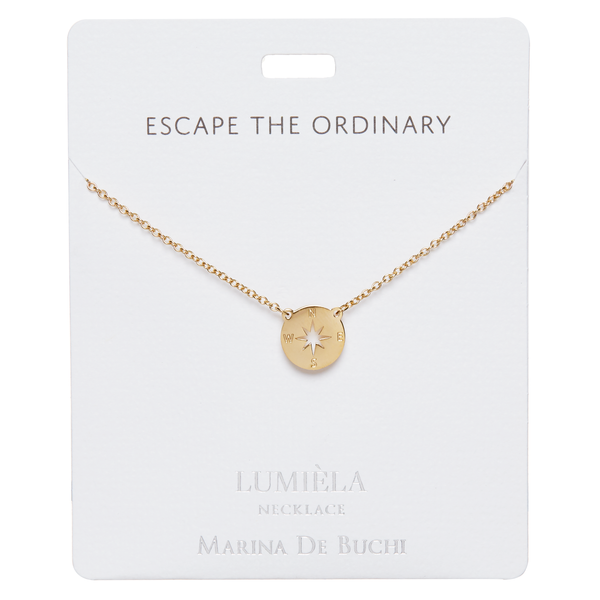 'Escape the Ordinary' Gold Compass Pendant