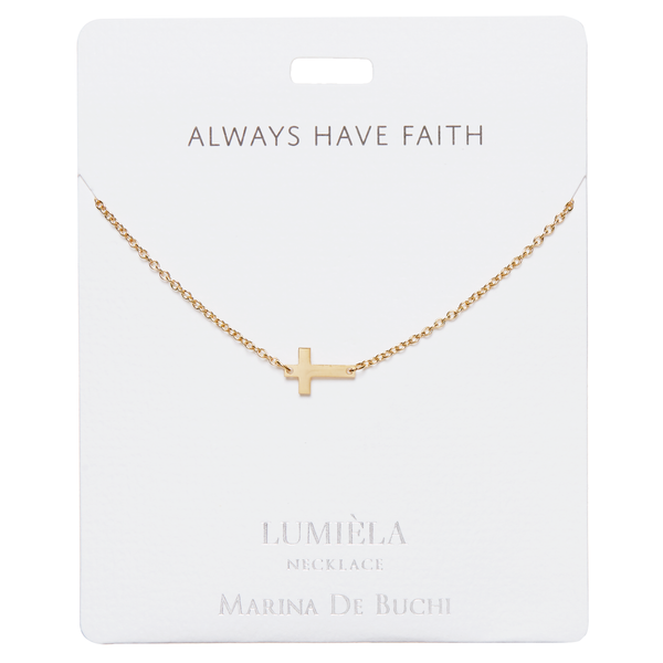 'Always Have Faith' Gold-Plated Cross Lumiela Necklace